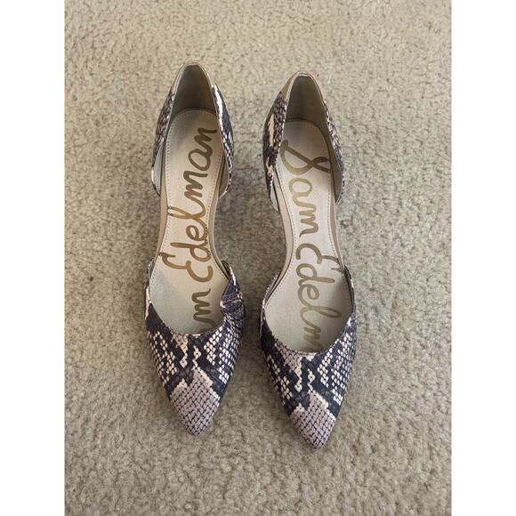 Sam edelman snakeskin pointed toe pumps mid heel womens 5.5 - Picture 1 of 9